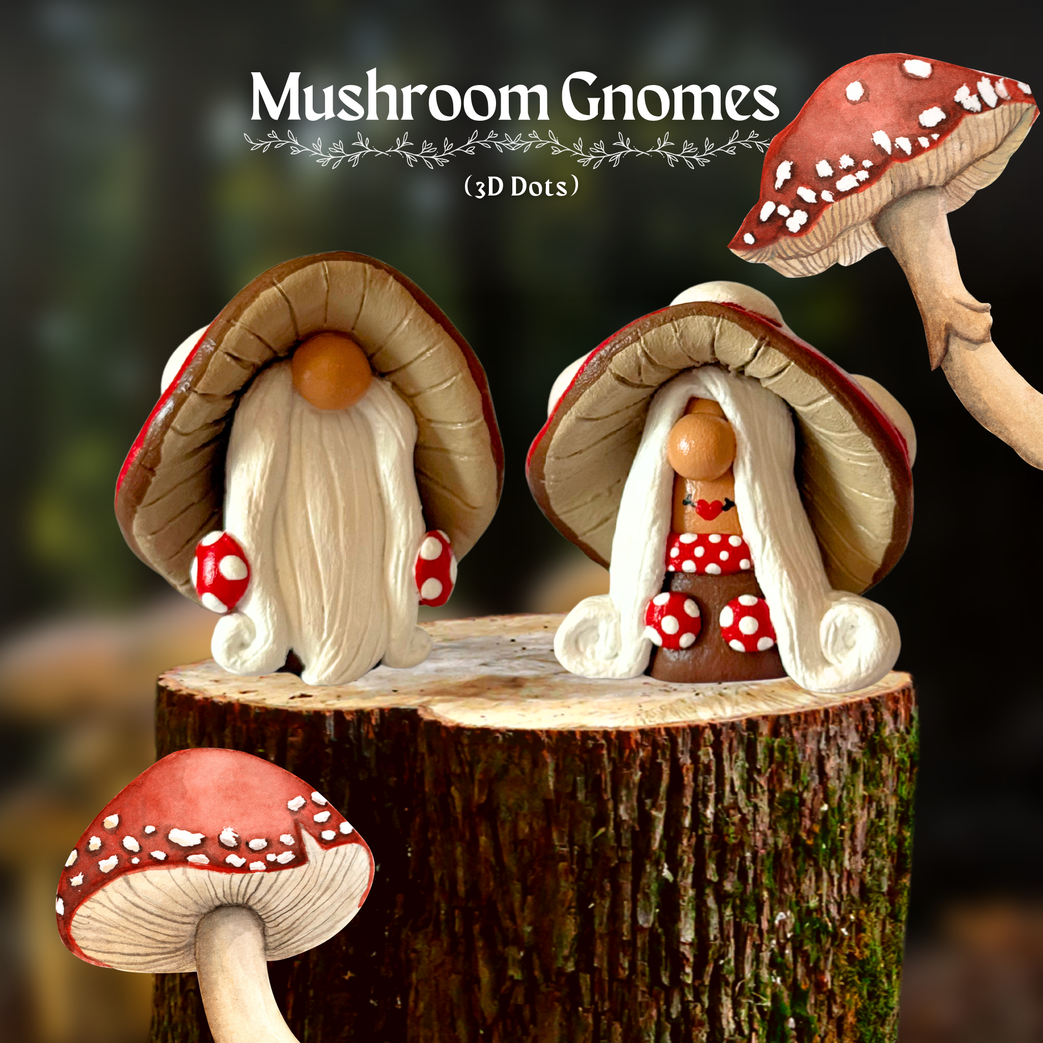 Mushroom Gnomes (3D Dots)